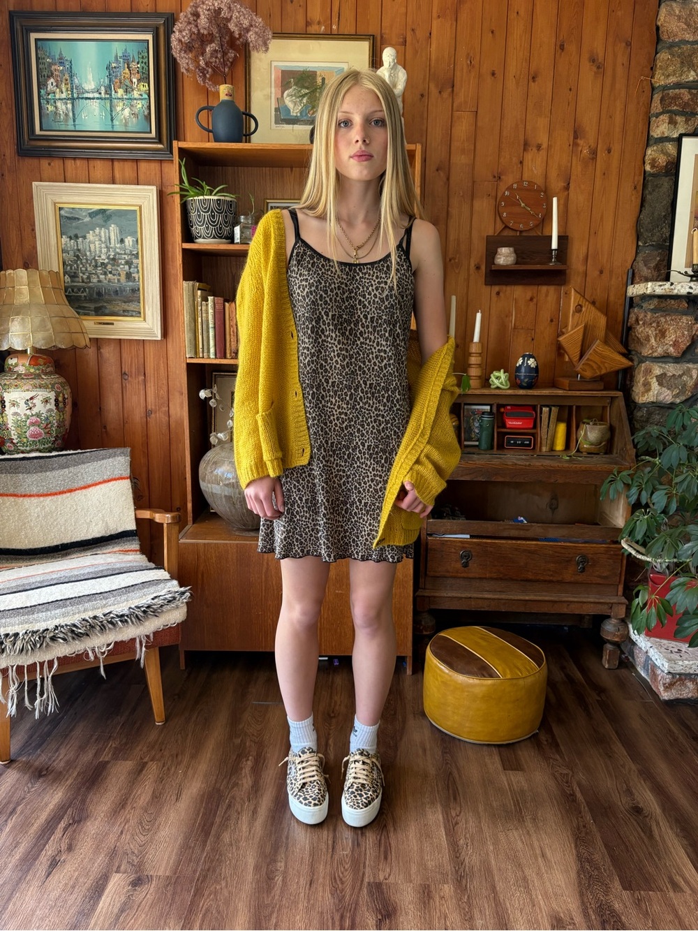 Vintage Mariposa Leopard Slip Dress M